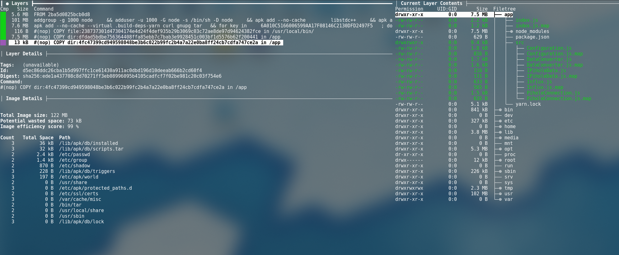 Screenshot of Dive program